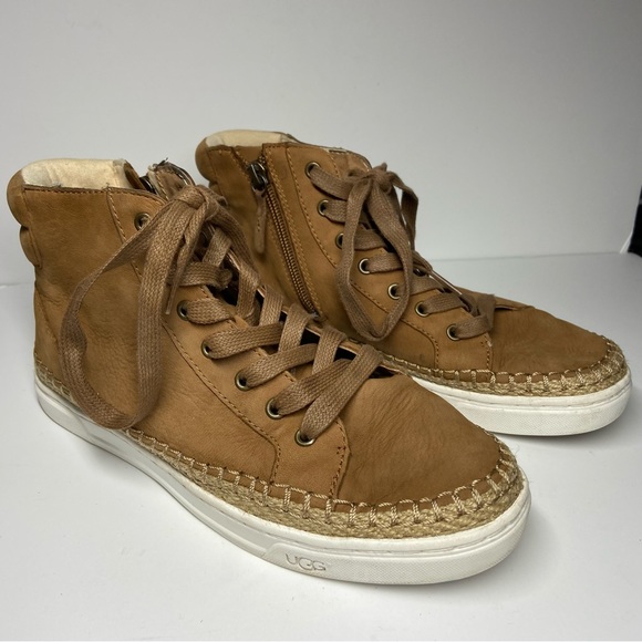 UGG Shoes - UGG 7.5 Womens Gradie Trainers High Top Sneakers Brown Suede Shoes 1011580